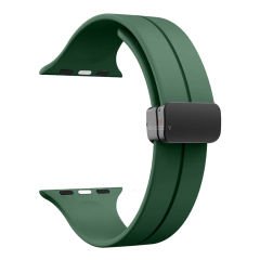 Apple Watch 49mm Ultra Seri Uyumlu Coastal Manyetik Tokalı Silikon Kordon Koyu Yeşil