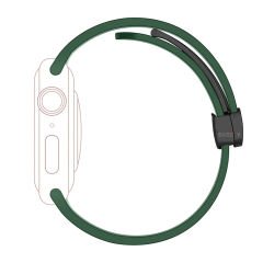 Apple Watch 49mm Ultra Seri Uyumlu Coastal Manyetik Tokalı Silikon Kordon Koyu Yeşil