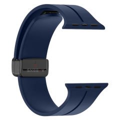 Apple Watch 49mm Ultra Seri Uyumlu Coastal Manyetik Tokalı Silikon Kordon Lacivert