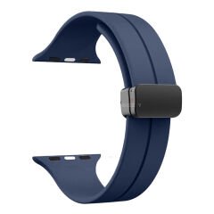 Apple Watch 49mm Ultra Seri Uyumlu Coastal Manyetik Tokalı Silikon Kordon Lacivert