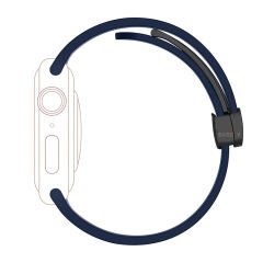 Apple Watch 49mm Ultra Seri Uyumlu Coastal Manyetik Tokalı Silikon Kordon Lacivert