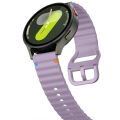 Huawei Watch GT6 41mm İle Uyumlu Dalga Desenli Tokalı Yumusaş Soft Silikon Kordon Lila