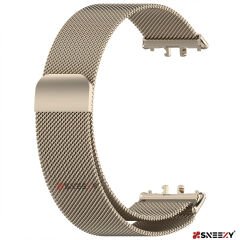 Sneezy Samsung Galaxy Fit 3 İle Uyumlu Woven Wire Tasarım Metal Hasır Kordon Starlight - Starlight
