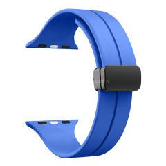 Apple Watch 49mm Ultra Seri Uyumlu Coastal Manyetik Tokalı Silikon Kordon Mavi