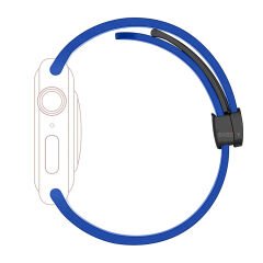 Apple Watch 49mm Ultra Seri Uyumlu Coastal Manyetik Tokalı Silikon Kordon Mavi
