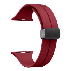 Apple Watch 49mm Ultra Seri Uyumlu Coastal Manyetik Tokalı Silikon Kordon Mürdüm