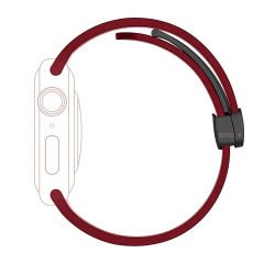 Apple Watch 49mm Ultra Seri Uyumlu Coastal Manyetik Tokalı Silikon Kordon Mürdüm