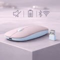 Tablet ve Telefon İçin Bluetooth Mouse iOS Android Uyumlu Şarjlı Batarya USB Dongle ve Kablo Dahil Pembe