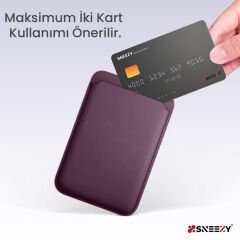 Sneezy İphone 12 Mini-12-12 Pro-12 Pro max Uyumlu Birinci Sınıf Magsafe Cüzdan Magsafe Deri Kartlık Mor - Mor