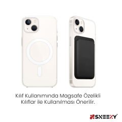 Sneezy İphone 12 Mini-12-12 Pro-12 Pro max Uyumlu Birinci Sınıf Magsafe Cüzdan Magsafe Deri Kartlık Siyah - Siyah