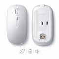 Sessiz Kablosuz Mouse Bluetooth USB Dongle Destekli Şarjlı Ofis ve Ev Kullanımı İçin İdeal Gümüş