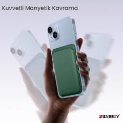 Sneezy İphone 13 Mini-13-13 Pro-13 Pro max Uyumlu Birinci Sınıf Magsafe Cüzdan Magsafe Deri Kartlık Haki - Haki