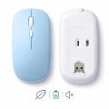 Sessiz Kablosuz Mouse Bluetooth USB Dongle Destekli Şarjlı Ofis ve Ev Kullanımı İçin İdeal Mavi