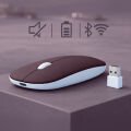 Sessiz Kablosuz Mouse Bluetooth USB Dongle Destekli Şarjlı Ofis ve Ev Kullanımı İçin İdeal Mürdüm