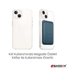 Sneezy İphone 13 Mini-13-13 Pro-13 Pro max Uyumlu Birinci Sınıf Magsafe Cüzdan Magsafe Deri Kartlık Petrol Mavi