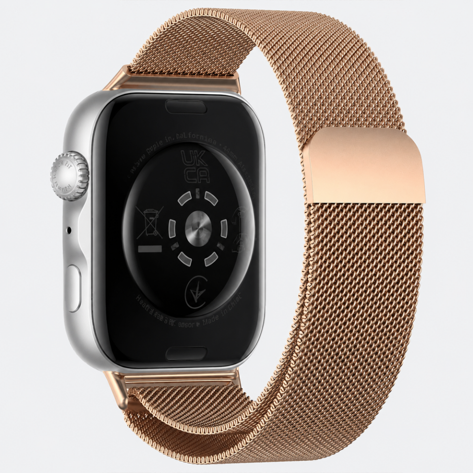 Huawei Watch Fit 5 Pro Uyumlu Milanese Örgü Metal Mıknatıslı Ayarlanabilir Kordon Rose Gold