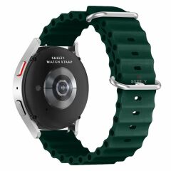 Huawei Watch GT5 46mm Uyumlu Kordon Ocean Tasarım Metal Tokalı Soft Silikon Kordon Haki