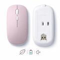 Sessiz Kablosuz Mouse Bluetooth USB Dongle Destekli Şarjlı Ofis ve Ev Kullanımı İçin İdeal Pembe