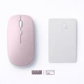 Sessiz Kablosuz Mouse Bluetooth USB Dongle Destekli Şarjlı Ofis ve Ev Kullanımı İçin İdeal Pembe
