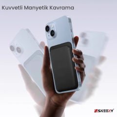 Sneezy İphone 13 Mini-13-13 Pro-13 Pro max Uyumlu Birinci Sınıf Magsafe Cüzdan Magsafe Deri Kartlık Siyah - Siyah