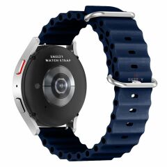 Huawei Watch GT5 46mm Uyumlu Kordon Ocean Tasarım Metal Tokalı Soft Silikon Kordon Lacivert