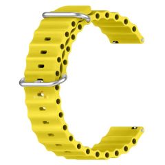 Huawei Watch GT5 46mm Uyumlu Kordon Ocean Tasarım Metal Tokalı Soft Silikon Kordon Sarı