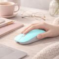 Sessiz Kablosuz Mouse Bluetooth USB Dongle Destekli Şarjlı Ofis ve Ev Kullanımı İçin İdeal Turkuaz