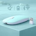 Sessiz Kablosuz Mouse Bluetooth USB Dongle Destekli Şarjlı Ofis ve Ev Kullanımı İçin İdeal Turkuaz