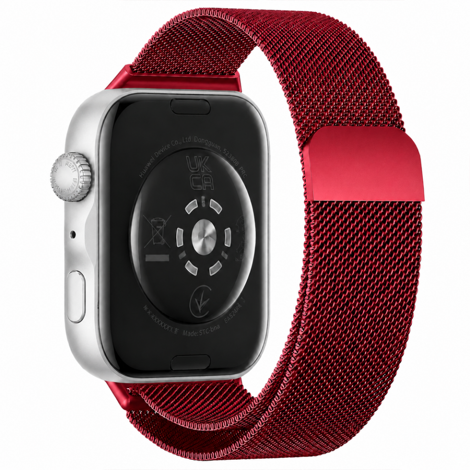 Huawei Watch Fit 5 Pro Uyumlu Milanese Örgü Metal Mıknatıslı Ayarlanabilir Kordon Kırmızı