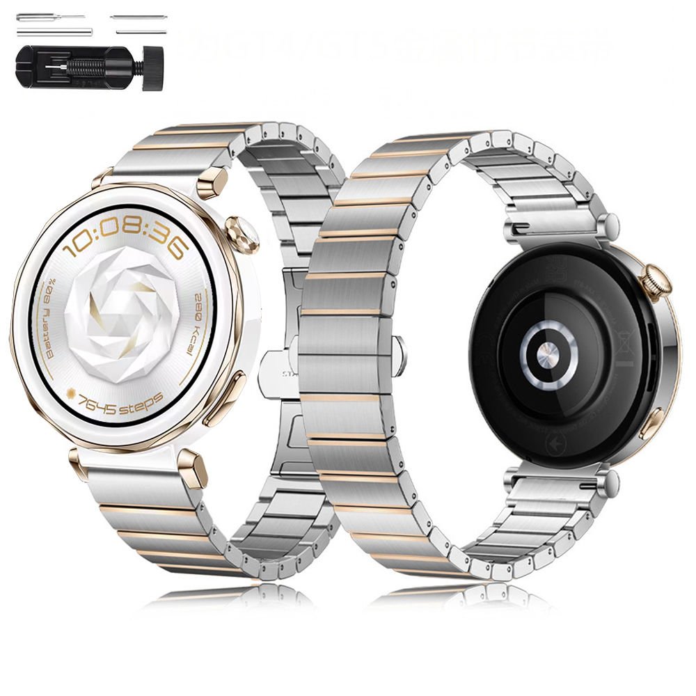 Huawei Watch GT5 Pro 42mm İle Uyumlu Renk Detaylı 18mm Paslanmaz