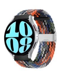 Sneezy Samsung Galaxy Watch 4 40-42-44-46mm Uyumlu 20mm Metal Klips Solo Fiberlink Örgü Kordon Turuncu Siyah