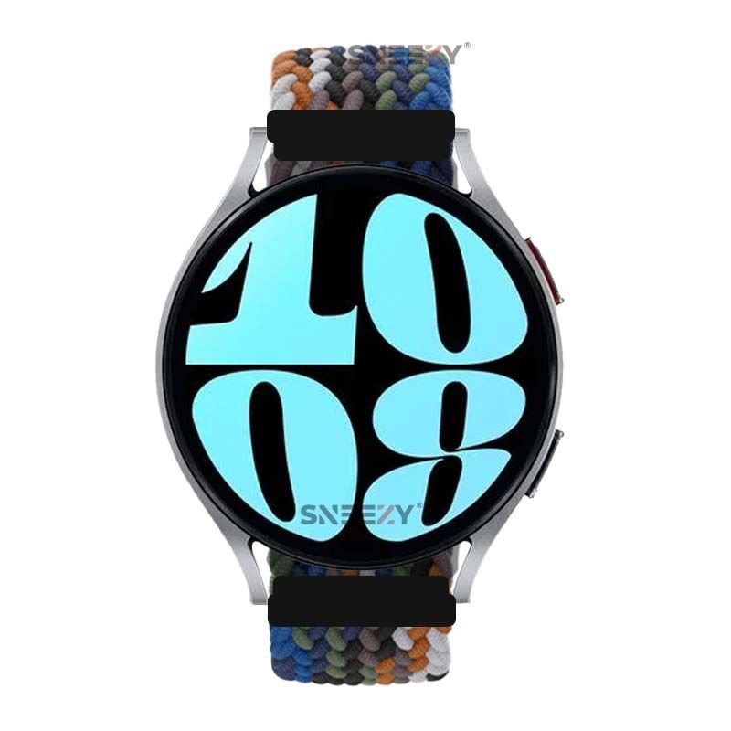 Sneezy Samsung Galaxy Watch 4 40-42-44-46mm Uyumlu 20mm Metal Klips Solo Fiberlink Örgü Kordon Turuncu Siyah