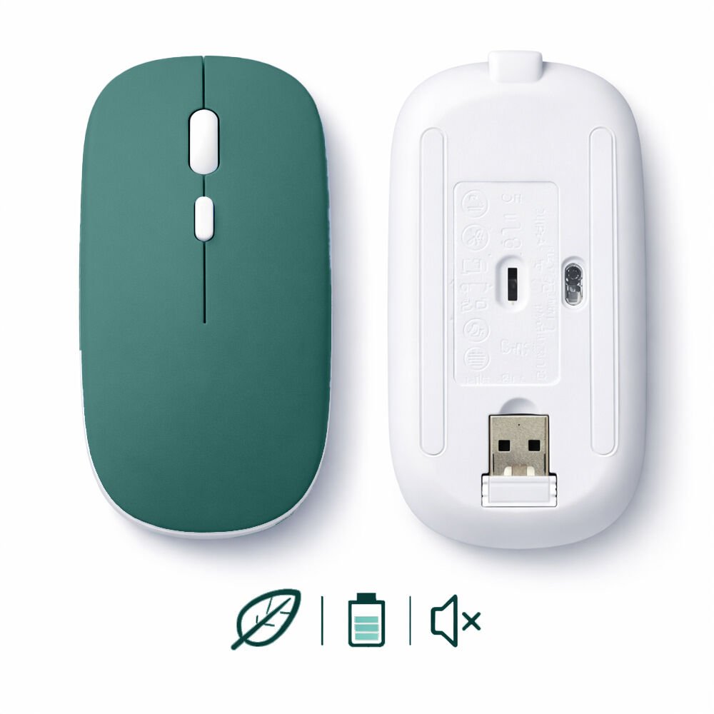 Type-C Şarjlı Bluetooth Mouse MacBook iPad Laptop Uyumlu İnce Gövde Dongle ve Kablo Dahil Haki