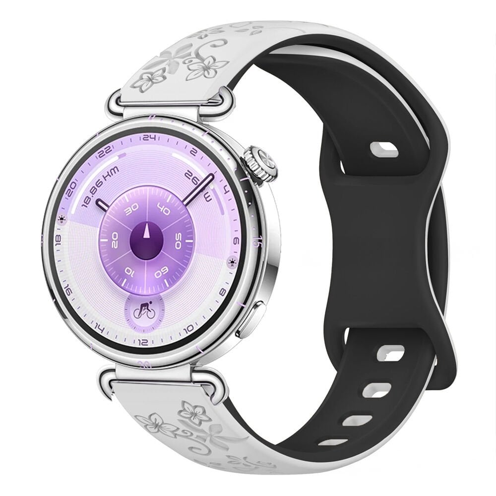Huawei Watch GT6 41mm Uyumlu FloraFlex Çiçek Desenli Yumuşak Soft Silikon Kordon