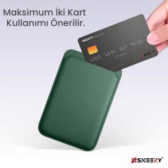 Sneezy İphone 15-15 Plus-15 Pro-15 Pro max Uyumlu Birinci Sınıf Magsafe Cüzdan Magsafe Deri Kartlık Haki - Haki