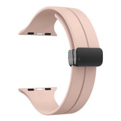 Apple Watch 49mm Ultra Seri Uyumlu Coastal Manyetik Tokalı Silikon Kordon Pudra