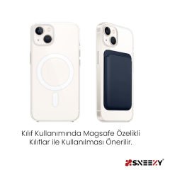 Sneezy İphone 15-15 Plus-15 Pro-15 Pro max Uyumlu Birinci Sınıf Magsafe Cüzdan Magsafe Deri Kartlık Lacivert - Lacivert
