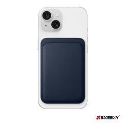 Sneezy İphone 15-15 Plus-15 Pro-15 Pro max Uyumlu Birinci Sınıf Magsafe Cüzdan Magsafe Deri Kartlık Lacivert - Lacivert