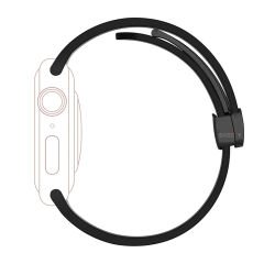 Apple Watch 49mm Ultra Seri Uyumlu Coastal Manyetik Tokalı Silikon Kordon Siyah