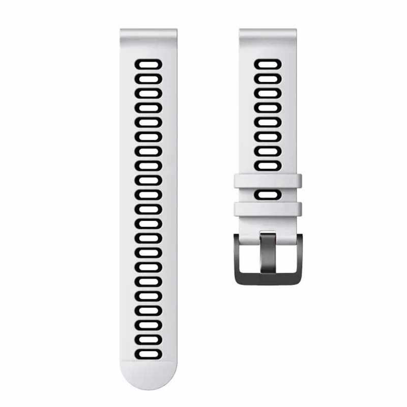 Huawei Watch GT5 46mm Uyumlu Kordon Stride Renkli Tokalı Soft Silikon Kordon Beyaz - Siyah