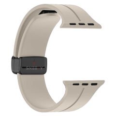 Apple Watch 49mm Ultra Seri Uyumlu Coastal Manyetik Tokalı Silikon Kordon Starlight