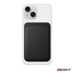 Sneezy İphone 15-15 Plus-15 Pro-15 Pro max Uyumlu Birinci Sınıf Magsafe Cüzdan Magsafe Deri Kartlık Siyah - Siyah