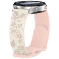 Huawei Watch GT6 41mm Uyumlu FloraFlex Çiçek Desenli Yumuşak Soft Silikon Kordon Açık Pembe