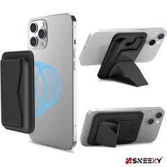 Sneezy İphone 12 Mini-12-12 Pro-12 Pro max Uyumlu Birinci Sınıf Stand Özellikli Magsafe Deri Kartlık