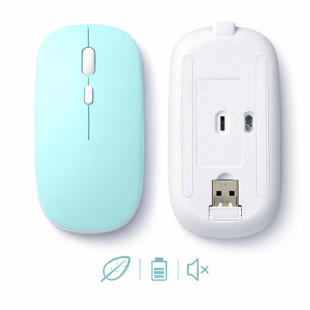 Type-C Şarjlı Bluetooth Mouse MacBook iPad Laptop Uyumlu İnce Gövde Dongle ve Kablo Dahil Turkuaz