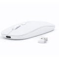Laptop İçin İnce Kablosuz Mouse Bluetooth Bağlantı Şarjlı Batarya USB Alıcılı Taşınabilir Tasarım