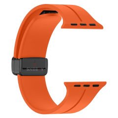 Apple Watch 49mm Ultra Seri Uyumlu Coastal Manyetik Tokalı Silikon Kordon Turuncu