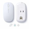 Laptop İçin İnce Kablosuz Mouse Bluetooth Bağlantı Şarjlı Batarya USB Alıcılı Taşınabilir Tasarım Beyaz