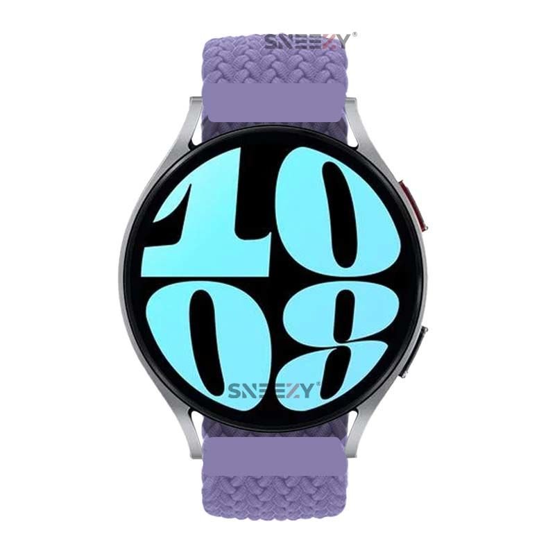 Sneezy Samsung Galaxy Watch 5 40-44mm İle Uyumlu 20mm Metal Klips Solo Fiberlink Örgü Kordon Lila - Lila