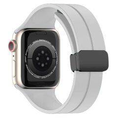 Apple Watch 42mm 44mm 45mm Seri 1 2 3 4 5 6 7 8 Se Uyumlu Coastal Manyetik Tokalı Silikon Kordon Beyaz